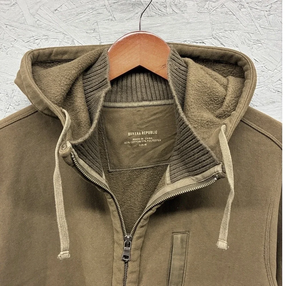Banana Republic Full Zip Utility Hoodie Jacket Mens M Brown Gorpcore Fall